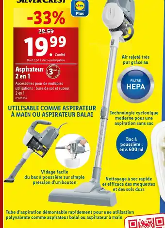 Lidl Aspirateur 3 2 en 1 offre