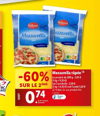 Lidl Mozzarella râpée offre