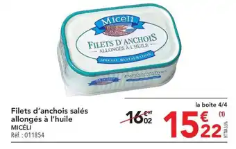 METRO Filets d'anchois salés allongés à l'huile MICÉLI offre