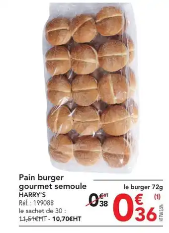 METRO Pain burger gourmet semoule HARRY'S offre