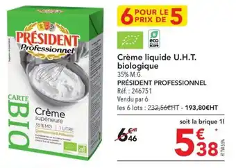 METRO Crème liquide U.H.T. biologique offre