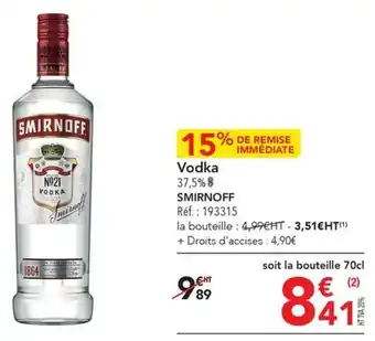 METRO Vodka 37,5% $ SMIRNOFF offre