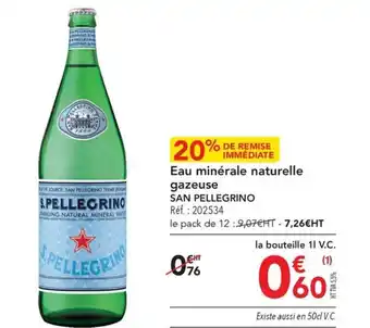 METRO Eau minérale naturelle gazeuse SAN PELLEGRINO offre