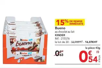 METRO Bueno au chocolat au lait KINDER offre