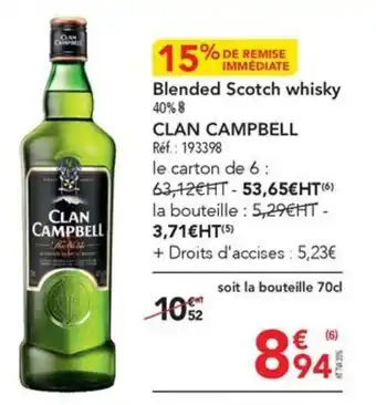 METRO Blended Scotch whisky 40% CLAN CAMPBELL offre