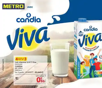 METRO Lait vitaminé U.H.T. Viva CANDIA offre