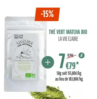 La Vie Claire THÉ VERT MATCHA BIO LA VIE CLAIRE offre