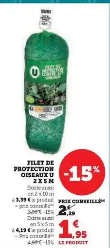 Hyper U U - filet de protection oiseaux offre