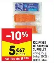 Leader Price 2 paves de saumon surgelés offre