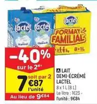 Leader Price Lactel - lait demi-écrémé offre