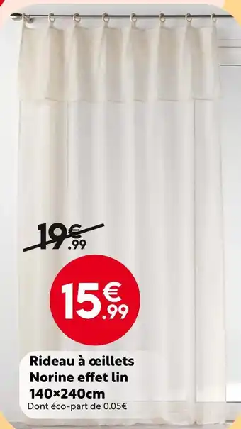 Maxi Bazar Rideau à œillets Norine effet lin 140x240cm offre