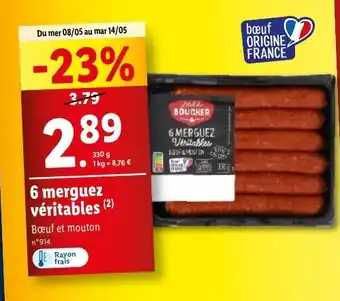 Lidl 6 merguez véritables (2) offre