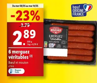 Lidl 6 merguez véritables (2) offre