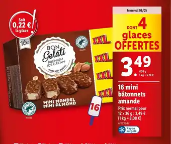 Lidl 16 mini bâtonnets amande offre