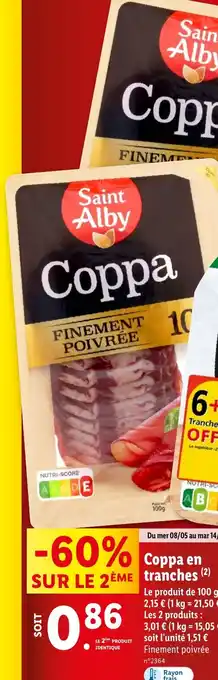 Lidl Coppa en tranches (2) offre