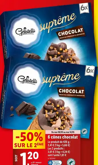 Lidl 6 cônes chocolat offre