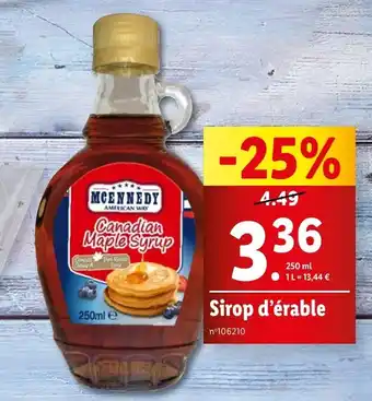 Lidl Sirop d'érable offre