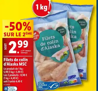 Lidl Filets de colin d'Alaska MSC offre