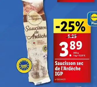 Lidl Saucisson sec de l'Ardèche IGP offre