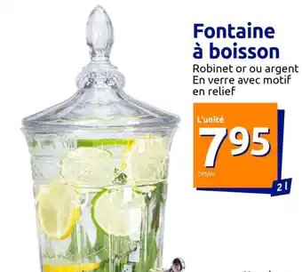 Action Fontaine à boisson Robinet or ou argent En verre avec motif en relief offre