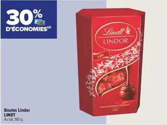 Carrefour Contact Boules Lindor LINDT Au lait, 180 g. offre