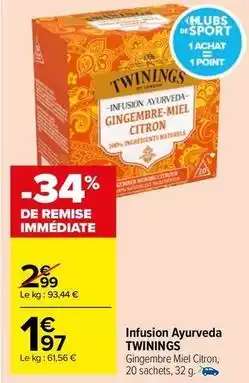 Carrefour Market Twinings - infusion ayurveda offre