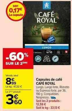 Carrefour Market Café royal - capsules de café offre