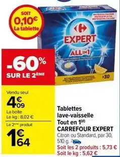 Carrefour Market Carrefour - tablettes lave-vaisselle tout en 1 expert offre