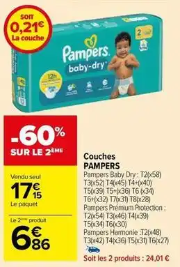 Carrefour Market Pampers - couches offre