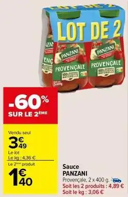 Carrefour Market Panzani - sauce offre