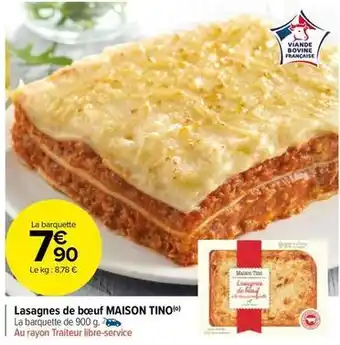 Carrefour Market Maison tino - lasagnes de bœuf offre