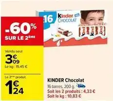 Carrefour Kinder - chocolat offre