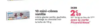 Picard 10 mini-cônes vanille offre