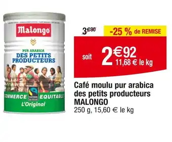 Cora x Carrefour MALONGO Café moulu pur arabica des petits producteurs offre