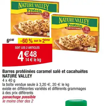 Cora x Carrefour NATURE VALLEY Barres protéinées caramel salé et cacahuètes offre