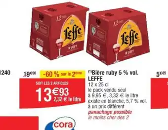 Cora x Carrefour Bière ruby 5% vol. LEFFE offre