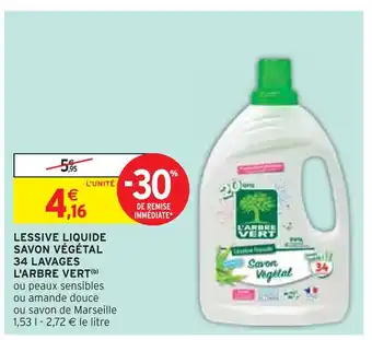 Intermarché L'ARBRE VERT LESSIVE LIQUIDE SAVON VÉGÉTAL 34 LAVAGES (b) offre