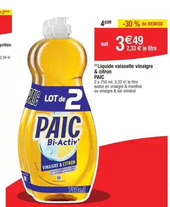 Cora x Carrefour (1)Liquide vaisselle vinaigre & citron offre