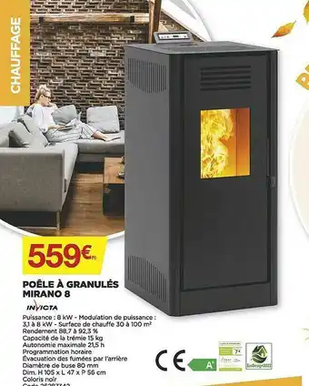 Bricomarché Poêle à Granulés Mirano 8 Invicta offre