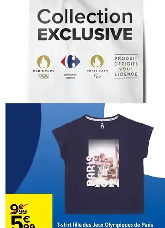 Carrefour Market T-shirt fille des Jeux Olympiques de Paris 2024 100% coton. Marine. Du 2/3 au 13/14 ans. offre