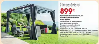 Maxi Bazar Tonnelle Belize lattes 3×3,8m Structure en aluminium traité époxy. offre