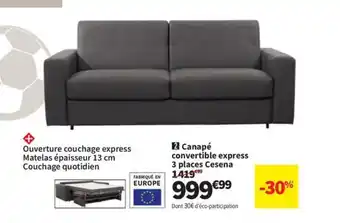 Conforama Canapé convertible express 3 places Cesena offre
