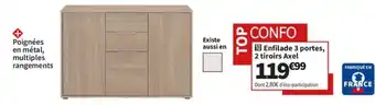 Conforama Enfilade 3 portes, 2 tiroirs Axel offre
