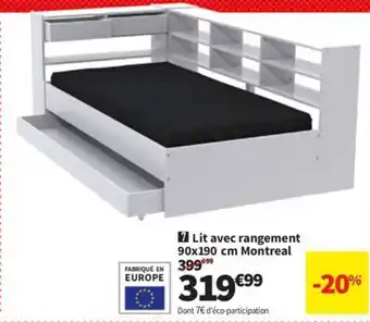 Conforama Lit avec rangement 90x190 cm Montreal offre