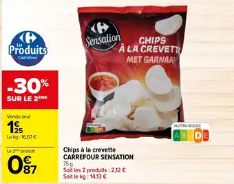 Carrefour Chips à la crevette CARREFOUR SENSATION 75 g. offre
