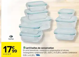 Carrefour Lot 8 boîtes de conservation offre