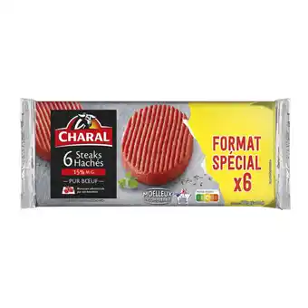 Carrefour 6 steaks hachés pur bœuf 15% M.G. CHARAL offre