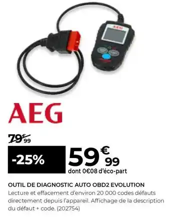 Feu Vert Aeg outil de diagnostic auto obd2 evolution offre