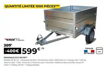 Feu Vert Remorque eco 160 rr offre