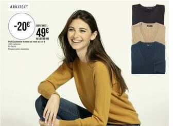 Géant Casino Pull cachemire femme col rond ou col v offre